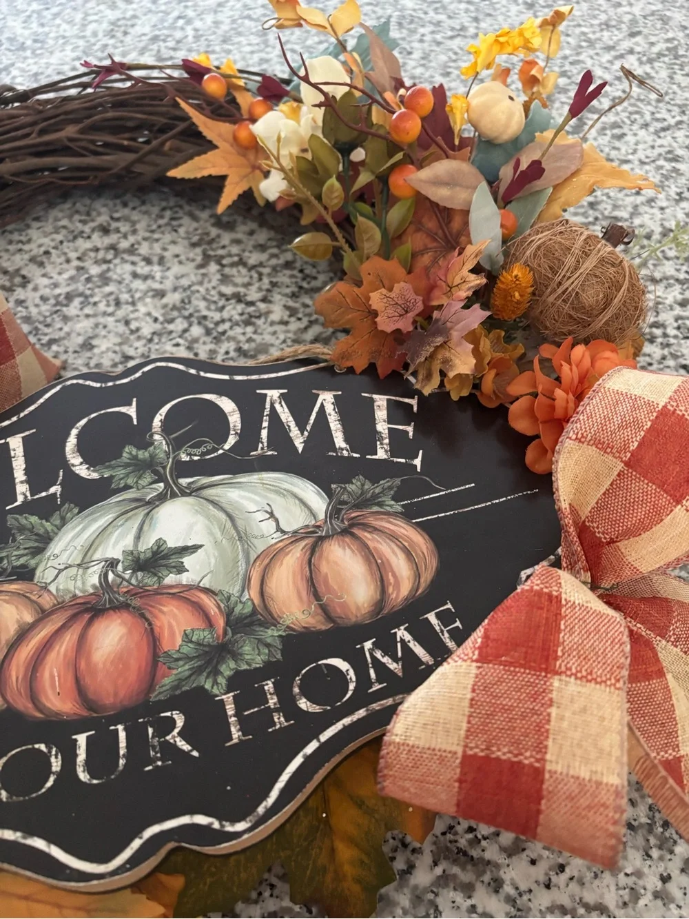 Autumn Country RusticFarmhouse Welcome Wreath Handmade w/Sign Custom Final Sale